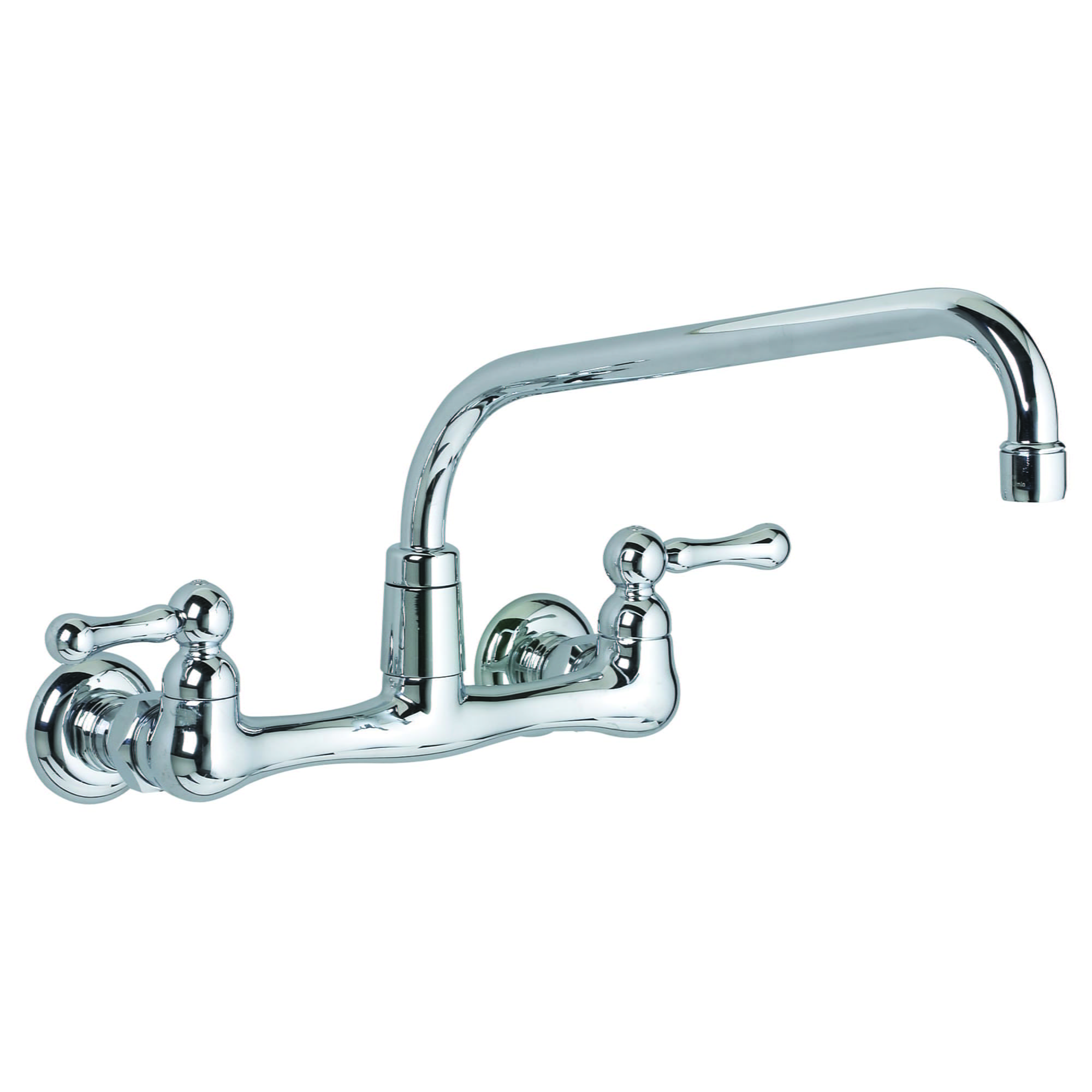 Heritage® Wall Mount Faucet With 12-Inch Tubular Brass Swivel Spout With Lever Handles